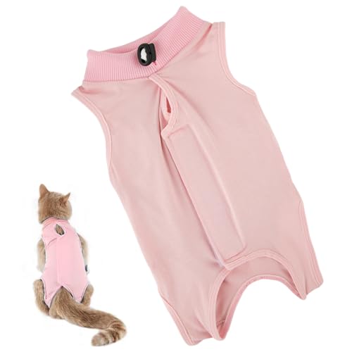 Katzenbody Nach Op,Katzen Body Für Katzen Operation,Body Katze Nach OP,Professioneller Katzen Genesungsanzug,Anti-Lecken E-Halsband Alternative Einteiler für Bauchwunden Hautkrankheiten (Rosa,S) von MALOUSUN