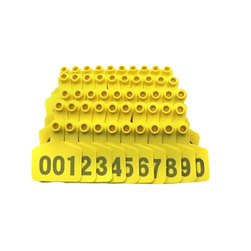 MALSSE Tier-Identifikations-Etikettierwerkzeug, Eartags-Schild-Nummer 001–100, Tierohr-Etikettenzange, Clip, Ohrmarken-Nadel für Bauernhofzange, Clip von MALSSE
