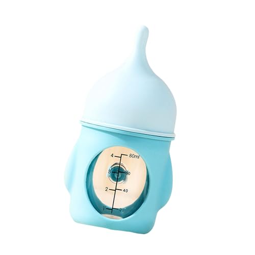 Praktische weiche Silikon-Nippel-Futterspender für Haustiere zum Stillen von Neugeborenen, Kätzchen und Welpen, leicht zu reinigen, 80 ml, klare Skala, Futterflasche von MALSSE