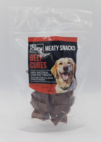 Fleischige Snacks Rindfleischwürfel 100g 100% natürliche fettarme Hundeleckerlis und Trainingshilfe Kein Getreide, kein Gluten, kein Rohleder von MALTBYS' STORES 1904 LTD
