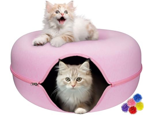 MAMI&BABI Katzenhöhle für Indoor-Katzen, Katzen-Donut-Katzentunnelbett, kratzfestes Katzenspielzeug für mittelgroße Katzen bis zu 4,1 kg von MAMI&BABI