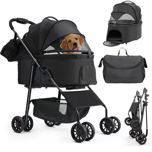 MAMIZO Hundebuggy 3 in 1 bis 30 kg,Klappbar Hundebox Transporttasche,Tragbares Haustiernest,GroBzügiger Korb für kleine/Mittlere Hunde Katzen,mit Umhängetasche, 360°Doppelräder,Oxford-Stoff(Schwarz) MAMIZO Hundebuggy 3 in 1 bis 30 kg,Klappbar Hundebox Transporttasche,Tragbares Haustiernest,GroBzügiger Korb für kleine/Mittlere Hunde Katzen,mit Umhängetasche, 360°Doppelräder,Oxford-Stoff(Schwarz) von MAMIZO