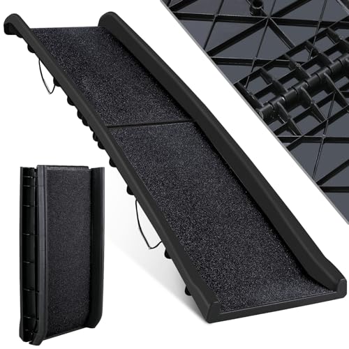 Hunderampe Klappbar, Hundetreppe, Hundeautorampe Anti-Rutsch für SUV, Kofferraumrampe für Haustiere, Leicht Stabil, bis 90 kg, 156x40 cm, für Große & Kleine Tiere, Schwarz Hunderampe Klappbar, Hundetreppe, Hundeautorampe Anti-Rutsch für SUV, Kofferraumrampe für Haustiere, Leicht Stabil, bis 90 kg, 156x40 cm, für Große & Kleine Tiere, Schwarz von MAMIZO