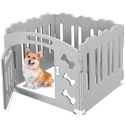 Welpenauslauf 60cm Hoch, Laufstall Hund 3+1 Platten, Plastik Welpenlaufstall, Faltbare Hundegitter, Wetterfest Hundezaun mit Tor, Inkl. Saugnäpfe & Erdanker, Hundekäfig für Zuhause und Outdoor, Grau Welpenauslauf 60cm Hoch, Laufstall Hund 3+1 Platten, Plastik Welpenlaufstall, Faltbare Hundegitter, Wetterfest Hundezaun mit Tor, Inkl. Saugnäpfe & Erdanker, Hundekäfig für Zuhause und Outdoor, Grau von MAMIZO