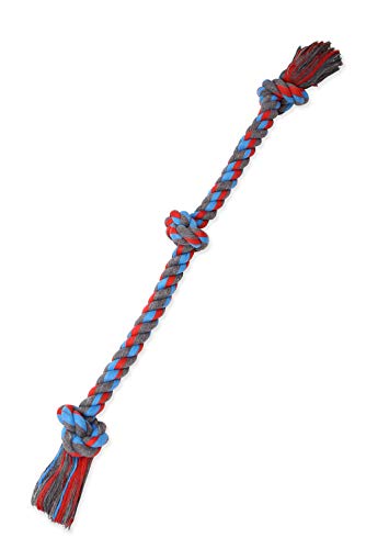 Mammoth Flossy Chews Color 3 Knot Rope Tug – Premium Cotton-Poly Tug Toy for Dogs – Interactive Dog Rope Toy – Tug Dog Chew Toy for Large -X-Large Dogs - X-Large 36” von Mammoth Pet Products