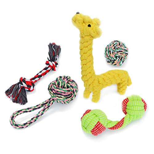 Dog Puppy Rope Toys 5 Pack, Interactive Durable Tough Pet Cotton Rope Toys for Aggressive Small, Medium and Large Chewerss... von MAMORE