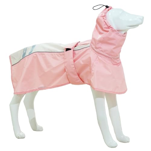 Hunde-Regenmantel für Hunde, wasserdicht, reflektierend, verstellbar, atmungsaktiv, mit Loch für Geschirr, für kleine, mittelgroße und große Hunde (Rosa und Weiß, XXXL) von MAMORE