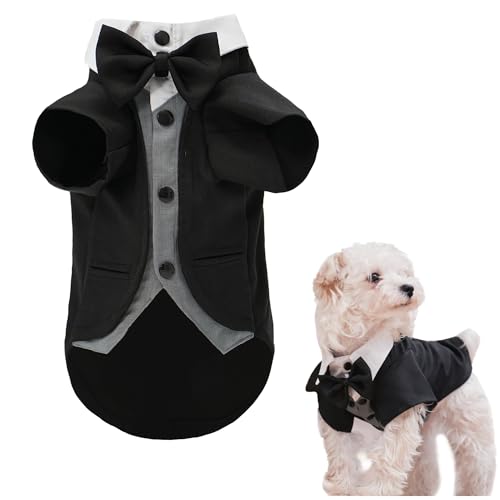 Hunde-Smokinghalsband mit Fliege, verstellbar, formeller Smoking für Hochzeit, Geburtstag, Weihnachten, Kostüm für kleine, mittelgroße und große Hunde, Katzen (BW-Anzug, Größe 4XL) von MAMORE