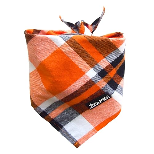 Hundehalstuch, verstellbar, kariert, weich, waschbar, Baumwolle, Dreieckstuch für kleine, mittelgroße und große Hunde und Katzen, Orange, Größe L von MAMORE