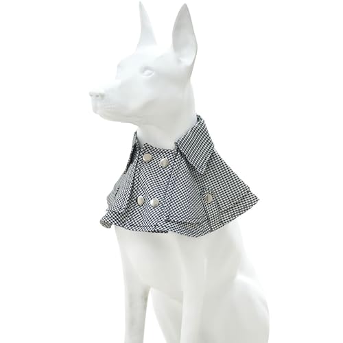 MAMORE Hunde-Halstuch-Halsband, kariert, verstellbar, waschbar, weich, klassischer Stil, Hundekostüm, Geburtstagsparty, Geschenk für kleine, mittelgroße und große Hunde, Katzen (Weiß und Schwarz von MAMORE