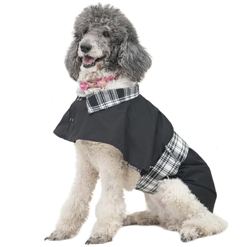 MAMORE Hundejacke, wasserdicht, Outdoor-Weste für kleine, mittelgroße und große Hunde, winddicht, verstellbar, atmungsaktiv, leicht, modisch, legere Hundekleidung (Schwarz und Weiß, XXXL) von MAMORE