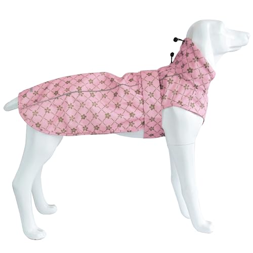 Regenmantel für Hunde, verstellbar, wasserdicht, leichte Haustier-Regenjacke, Welpenbekleidung mit reflektierenden Streifen für kleine, mittelgroße und große Hunde (XXL, rosa Sakura) von MAMORE
