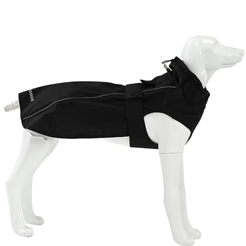 Verstellbarer, wasserdichter Hunde-Regenmantel für Hunde, leichte Haustier-Regenjacke, Welpenbekleidung mit reflektierenden Streifen für kleine, mittelgroße und große Hunde (Schwarz, M) von MAMORE