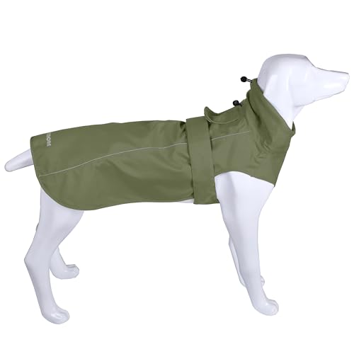 Verstellbarer wasserdichter Hunde-Regenmantel für Hunde, leichte Haustier-Regenjacke, Welpenbekleidung mit reflektierenden Streifen für kleine, mittelgroße und große Hunde (Armgrün, XS) von MAMORE