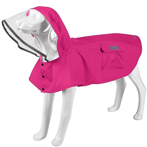 Wasserdichter Hunde-Regenmantel, verstellbare, reflektierende, leichte Haustier-Regenkleidung mit Poncho-Kapuze (X-Large, Dunkelrosa) von MAMORE