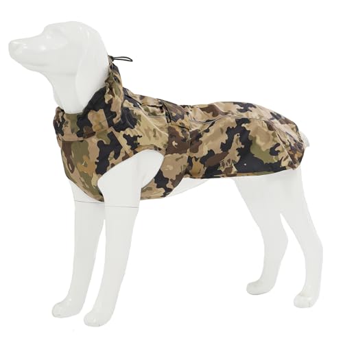 Wasserdichter Hunde-Regenmantel mit reflektierenden Streifen, verstellbarer, atmungsaktiver Regenmantel mit Loch für die Leine für Hunde (Camo, Größe XX-Large) von MAMORE