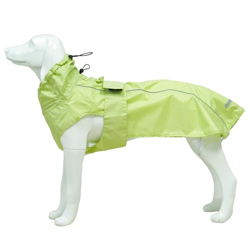 Wasserdichter Hunde-Regenmantel mit reflektierenden Streifen, verstellbarer, atmungsaktiver Regenmantel mit Loch für die Leine für Hunde (Hellgrün, XL) von MAMORE