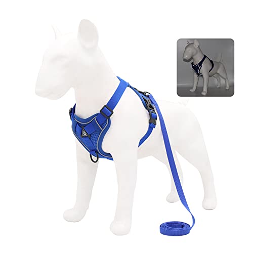 Hundegeschirr für Große Hunde No Pull Geschirr Hunde Brustgeschirr Hund Groß Atmungsaktiv Dog Harness mit 1.5m Führleine Blau L von MANBOZIXi
