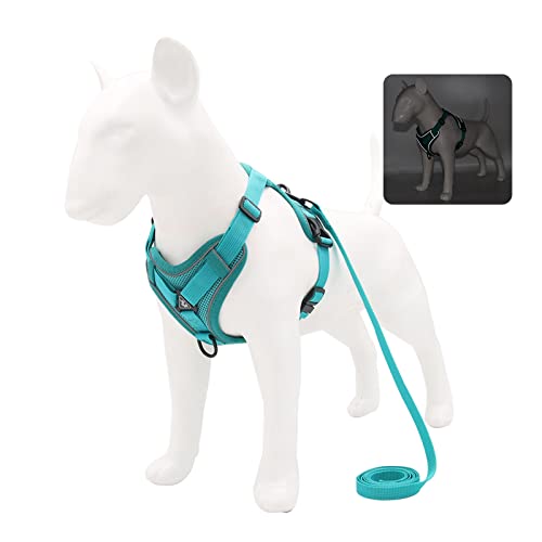 Hundegeschirr für Große Hunde No Pull Geschirr Hunde Brustgeschirr Hund Groß Atmungsaktiv Dog Harness mit 1.5m Führleine Grün XL von MANBOZIXi