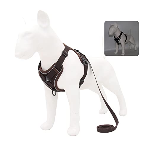 Hundegeschirr für Große Hunde No Pull Geschirr Hunde Brustgeschirr Hund Groß Atmungsaktiv Dog Harness mit 1.5m Führleine Kaffee M von MANBOZIXi