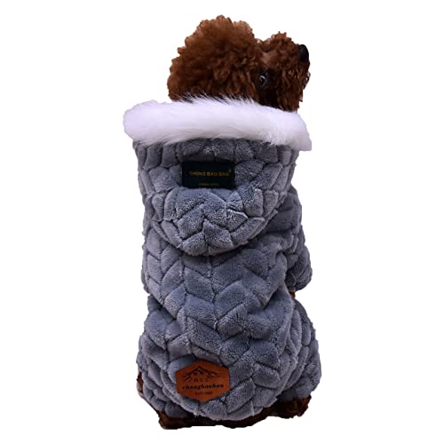 Hundejacken mit Pelzkragen Baumwolle Wintermantel für die meisten Hunde und Katzen Grau L von MANBOZIXi