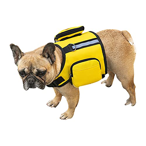 MANBOZIXi Hunde Rucksack Wasserdicht Sattletasche Wetterfester Rucksack für Hunde&Katze Gelb L von MANBOZIXi