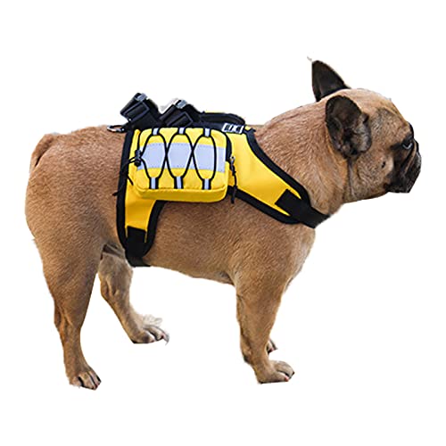 MANBOZIXi Hunderucksack Hund Geschirrtasche Einstellbar Reflektierende Satteltasche für Wandern Reisen Camping Mittel/Klein Hunde Gelb L von MANBOZIXi
