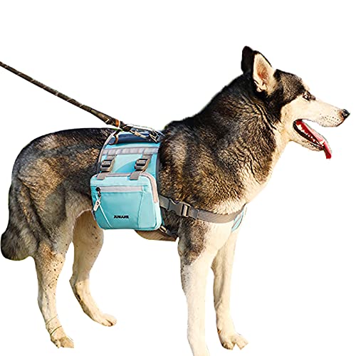 MANBOZIXi Satteltasche Hund Geschirrtasche Einstellbar Hunderucksack Reflektierende für Wandern Reisen Camping Mittel/Groß Hunde Blau von MANBOZIXi