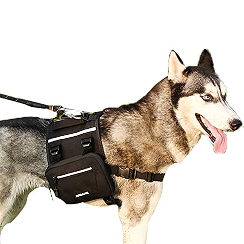 MANBOZIXi Satteltasche Hund Geschirrtasche Einstellbar Hunderucksack Reflektierende für Wandern Reisen Camping Mittel/Groß Hunde Schwarz von MANBOZIXi