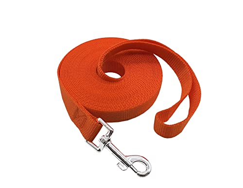 Nylon-Trainingshunde-Leine für kleine, mittelgroße und große Hunde, 4,6 m, 6,1 m, 9,1 m, 15,2 m lange Leine, für Gehorsamkeits-Rückruf-Training, Camping (2,5 cm x 4,6 m, Orange) von MANDAO