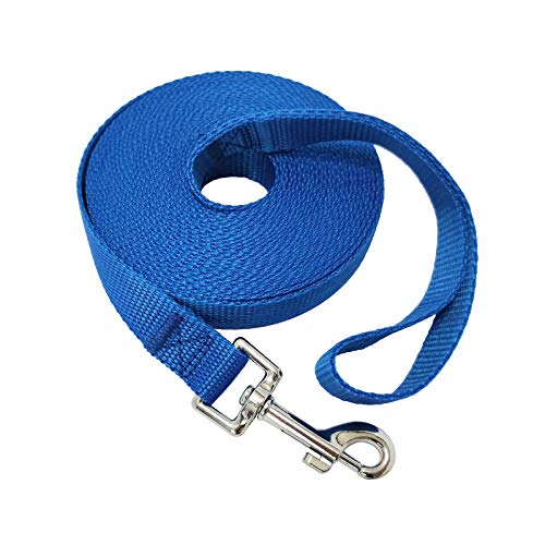 Nylon-Trainingshunde-Leine für kleine, mittelgroße und große Hunde, 4,6 m, 6,1 m, 9,1 m, 15,2 m lange Leine, für Gehorsamkeits-Rückruf-Training, Camping (2,5 cm x 4,6 m, blau) von MANDAO