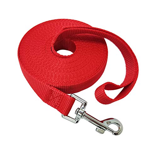 Nylon-Trainingshunde-Leine für kleine, mittelgroße und große Hunde, 4,6 m, 6,1 m, 9,1 m, 15,2 m lange Leine, für Gehorsamkeits-Rückruf-Training, Camping (2,5 cm x 6,1 m, rot) von MANDAO