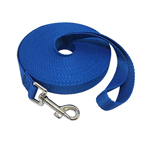 Nylon-Trainingshunde-Leine für kleine, mittelgroße und große Hunde, 4,6 m, 6,1 m, 9,1 m, 15,2 m lange Leine, für Gehorsamkeits-Rückruf-Training, Camping (2,5 cm x 9,1 m, blau) von MANDAO