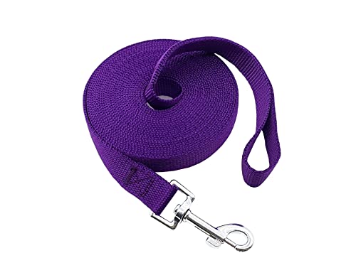 Nylon-Trainingshunde-Leine für kleine, mittelgroße und große Hunde, 4,6 m, 6,1 m, 9,1 m, 15,2 m lange Leine, für Gehorsamkeits-Rückruf-Training, Camping (2,5 cm x 9,1 m, lila) von MANDAO