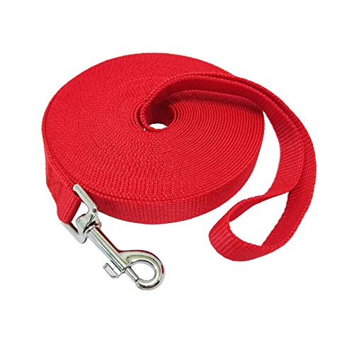 Nylon-Trainingshunde-Leine für kleine, mittelgroße und große Hunde, 4,6 m, 6,1 m, 9,1 m, 15,2 m lange Leine, für Gehorsamkeits-Rückruf-Training, Camping (2,5 cm x 9,1 m, rot) von MANDAO