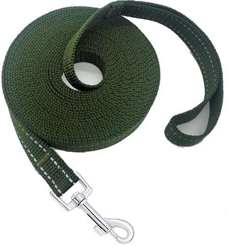 Nylon-Trainingsleine für kleine und mittelgroße Hunde, 4,5 m, 6,1 m, 9,1 m, 15,2 m, 30,5 m, reflektierend, lange Leine, Hunde-/Welpenleine für Gehorsamkeitstraining, Camping von MANDAO
