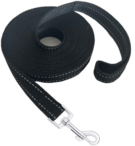 Nylon-Trainingsleine für kleine und mittelgroße Hunde, 4,5 m, 6,1 m, 9,1 m, 15,2 m, 30,5 m, reflektierend, lange Leine, Hunde-/Welpenleine für Gehorsamkeitstraining, Camping von MANDAO