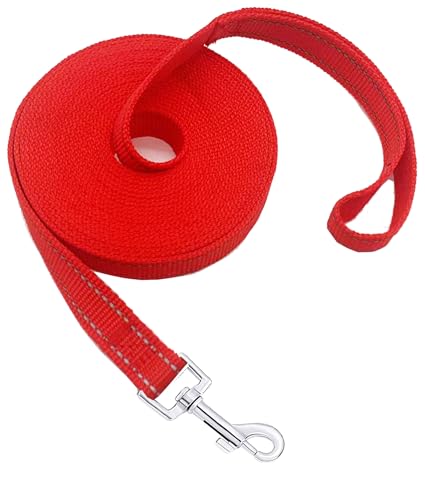 Nylon-Trainingsleine für kleine und mittelgroße Hunde, 4,5 m, 6,1 m, 9,1 m, 15,2 m, 30,5 m, reflektierend, lange Leine, Hunde-/Welpenleine für Gehorsamkeitstraining, Camping von MANDAO