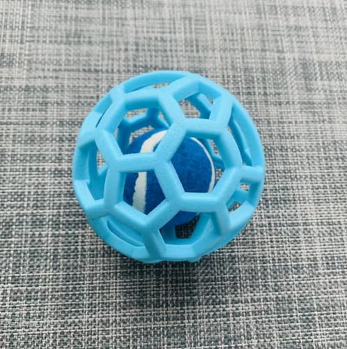 MANEWIN 2 Stücke Hundespielzeugball Ausgehöhlt TPR Mit Eingebautem Tennisball Werfen Elastischen Haustier Spielzeug Ball 9cm von MANEWIN