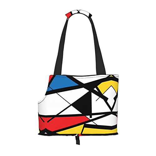 Buntes geometrisches Muster bedruckte Hundetragetasche, leicht, vielseitig, Tragetasche, tragbar, weich, Tier, bequeme Taschen für kleine Haustiere Buntes geometrisches Muster bedruckte Hundetragetasche, leicht, vielseitig, Tragetasche, tragbar, weich, Tier, bequeme Taschen für kleine Haustiere von MANLUU