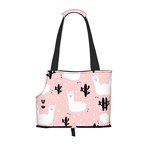 Cartoon Lama Alpaka bedruckte Hundetragetasche, leicht, vielseitig einsetzbar, tragbar, weich, Tier, bequeme Taschen für kleine Haustiere von MANLUU