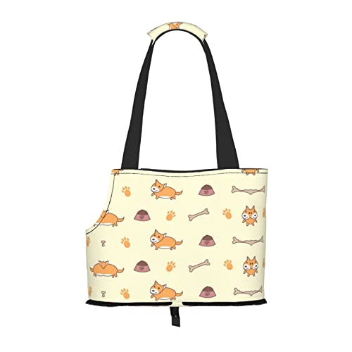 Corgi-Muster bedruckte Hundetragetasche, leicht, vielseitig einsetzbar, tragbar, weich, Tier, bequeme Taschen für kleine Haustiere von MANLUU
