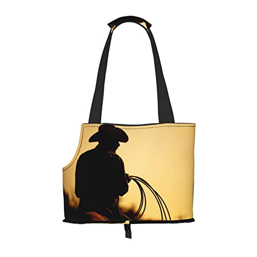 Cowboy mit Lasso-Silhouette, bedruckte Hundetragetasche, leicht, vielseitig einsetzbar, tragbar, weich, Tier, bequeme Taschen für kleine Haustiere von MANLUU