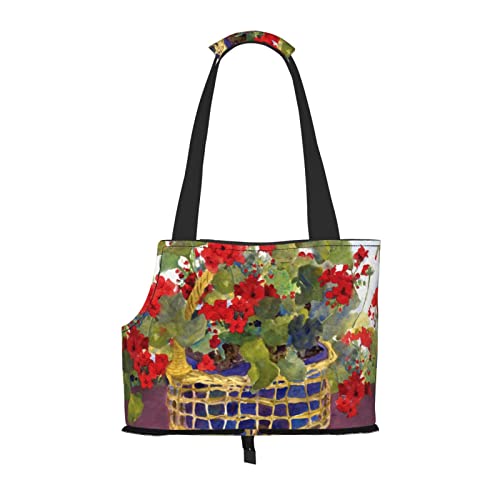 Geranien-Korb bedruckte Hundetragetasche, leicht, vielseitig einsetzbar, tragbar, weich, Tier, bequeme Taschen für kleine Haustiere Geranien-Korb bedruckte Hundetragetasche, leicht, vielseitig einsetzbar, tragbar, weich, Tier, bequeme Taschen für kleine Haustiere von MANLUU