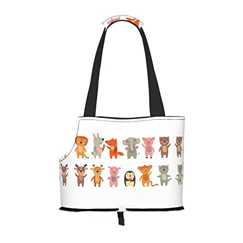 Hundetragetasche, Cartoon-Tiere, bedruckt, leicht, vielseitig einsetzbar, tragbar, weich, Tier, bequeme Taschen für kleine Haustiere von MANLUU