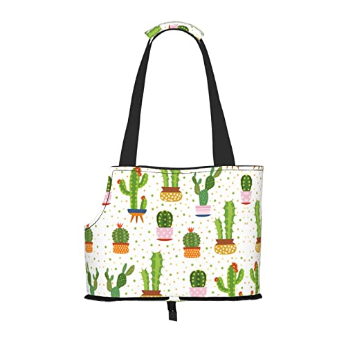 Hundetragetasche, Kaktus, Blumenmuster, bedruckt, leicht, vielseitig, tragbar, weich, Tier, bequeme Taschen für kleine Haustiere von MANLUU
