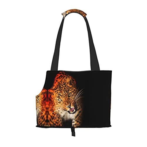 Hundetragetasche, Leopardenmalerei, bedruckt, leicht, vielseitig einsetzbar, tragbar, weich, Tier, bequeme Taschen für kleine Haustiere von MANLUU