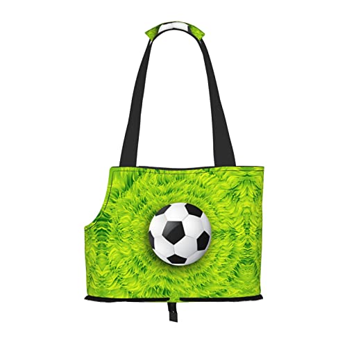 Hundetragetasche, Motiv: Fußball auf Gras, leicht, vielseitig, tragbar, weich, Tier, bequeme Taschen für kleine Haustiere von MANLUU