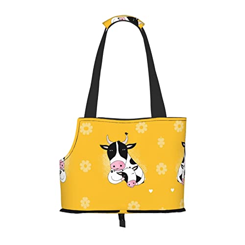 Hundetragetasche, Motiv: Kuh und Gänseblümchen, leicht, vielseitig, tragbar, weich, Tier, bequeme Taschen für kleine Haustiere von MANLUU