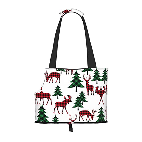 Hundetragetasche, Motiv: Weihnachtsbaum und Rentier, leicht, vielseitig, tragbar, weich, Tier, bequeme Taschen für kleine Haustiere von MANLUU